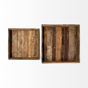 Mercana Carson Rustic Elegance 24" Reclaimed Wood Tray for Stylish Serving and Home Organization Decor Brown Reclaimed Wood | 24W 68861