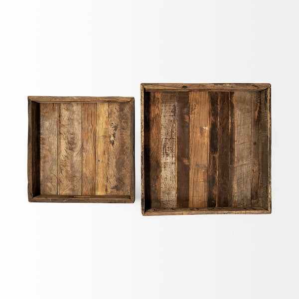 Mercana Carson Rustic Elegance 24" Reclaimed Wood Tray for Stylish Serving and Home Organization Decor Brown Reclaimed Wood | 24W 68861