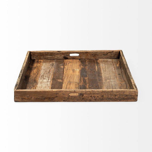 Mercana Carson Rustic Elegance 24" Reclaimed Wood Tray for Stylish Serving and Home Organization Decor Brown Reclaimed Wood | 30W 68862
