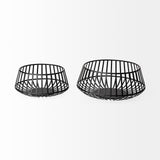 Mercana Emilio Set of 2 Black Metal Slated Bowls  68948