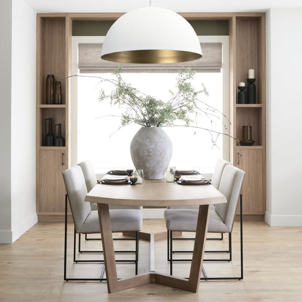 Mercana Denver Solid Wood Dining Table - Mid-Century Modern Design with Geometric Flair for Elegance 69031-AB