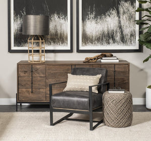 Mercana Stamford Accent Chair - Genuine Leather Comfort with Wood Back & Sturdy Metal Frame for Modern Style 68759