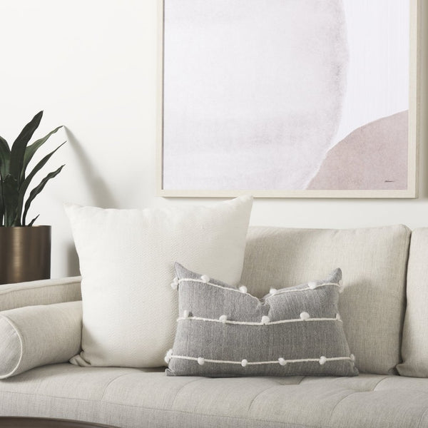 Mercana Linda Decorative Pillow Cover - Modern Coastal Accent in Navy and Cream with White Detail Navy/Cream Fabric | 13x21 68882