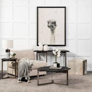 Mercana Shale Console Table – Luxurious Live-Edge Stone Design with Sturdy Double-Pedestal Base for Modern Spaces 69050-AB