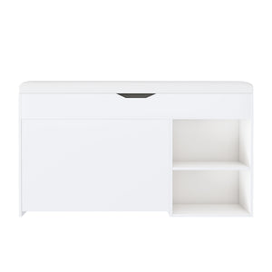English Elm Entryway Bench with Lift-Top Storage, Rotating 3-Tier Shoe Rack, Cushioned Seat, Durable 400lb Capacity W2699P296514