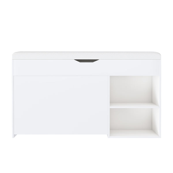 English Elm Entryway Bench with Lift-Top Storage, Rotating 3-Tier Shoe Rack, Cushioned Seat, Durable 400lb Capacity W2699P296514