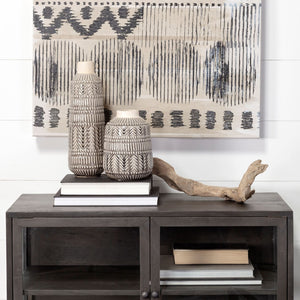 Mercana Riker Sculptural Ceramic Vase with Geometric Glaze – Perfect for Modern and Boho Decor Styles 68612