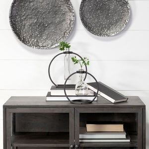 Mercana Monica I Striking Matte Metal and Glass Bottle Vase for Modern Desert-Inspired Home Decor Black Metal |  8.3H 67909