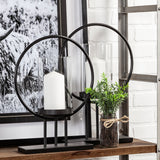 Mercana Saturn I Small Black Metal Table Candle Holder  67964