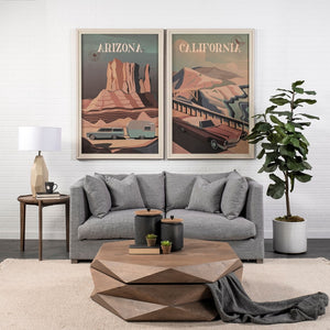 Mercana Arreto Hexagonal Coffee Table with Hydraulic Lift-Top Storage for Modern Living Room Elegance Brown Wood 68229