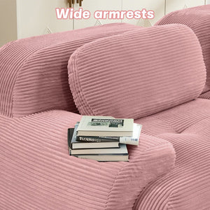 English Elm 2-seat Corduroy Modular Sectional Sofa Ergonomic Curved Design for Living Room Lounge W714S01405
