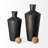 Mercana Asher Set of Two Black Metal Urns  68983