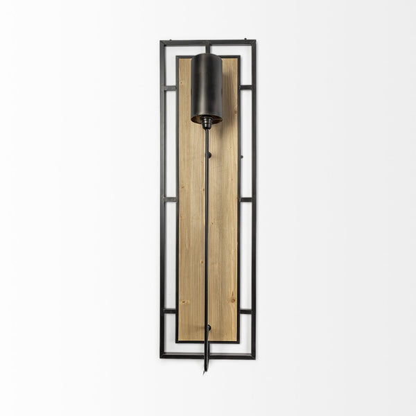 Mercana Cleo Modern Industrial Wall Sconce – Stylish Rectangular Design with Wood and Metal Elegance 68988