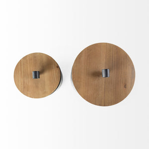 Mercana Cyril Modern Farmhouse Cylindrical Storage Jars with Natural Wood Lids for Stylish Organization 68982