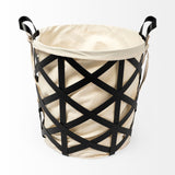 Mercana Liya 18L x 15W Black Metal Basket with Cream Fabric Liner 68950