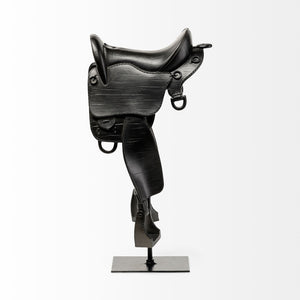 Mercana Colt Equestrian-Inspired Saddle Accent Piece for Rustic Farmhouse & Modern Décor - Stylish Display! Black Metal | English | 17H 68936