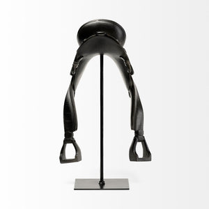 Mercana Colt Equestrian-Inspired Saddle Accent Piece for Rustic Farmhouse & Modern Décor - Stylish Display! Black Metal | English | 17H 68936