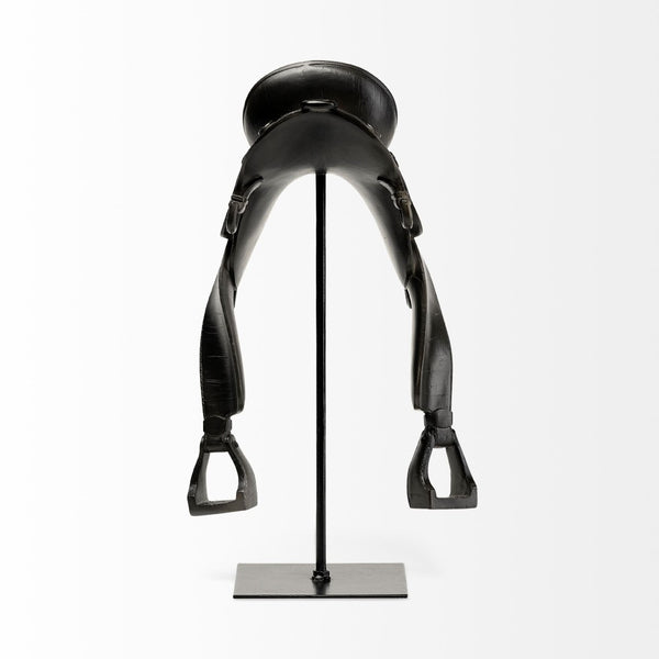 Mercana Colt Equestrian-Inspired Saddle Accent Piece for Rustic Farmhouse & Modern Décor - Stylish Display! Black Metal | English | 17H 68936