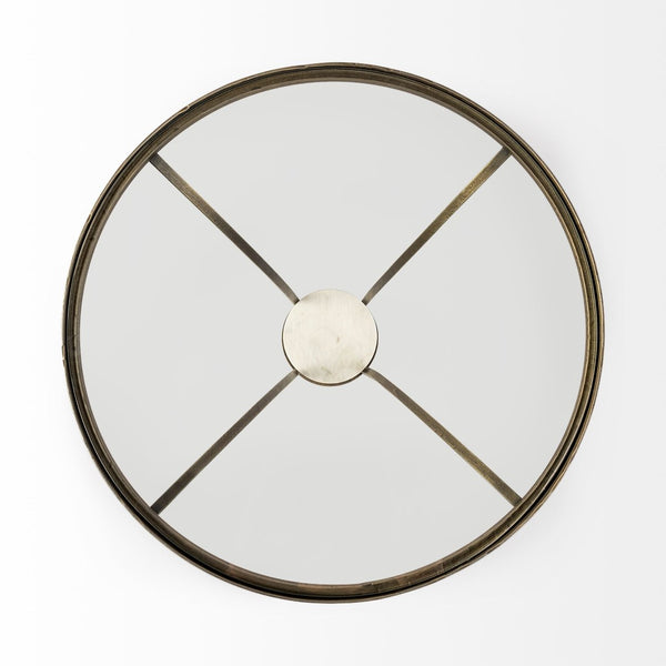 Mercana Jacinta 21" Round Pedestal End Table – Luxe Art Deco Style with Sculptural Iron Frame & Clear Top 69053-AB