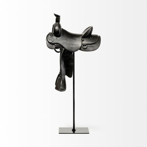 Mercana Colt Equestrian-Inspired Saddle Accent Piece for Rustic Farmhouse & Modern Décor - Stylish Display! Black Metal | Western | 16H 68934