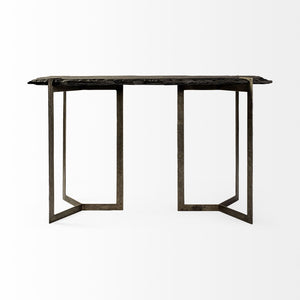 Mercana Shale Console Table – Luxurious Live-Edge Stone Design with Sturdy Double-Pedestal Base for Modern Spaces 69050-AB