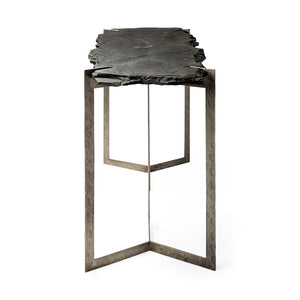 Mercana Shale Console Table – Luxurious Live-Edge Stone Design with Sturdy Double-Pedestal Base for Modern Spaces 69050-AB