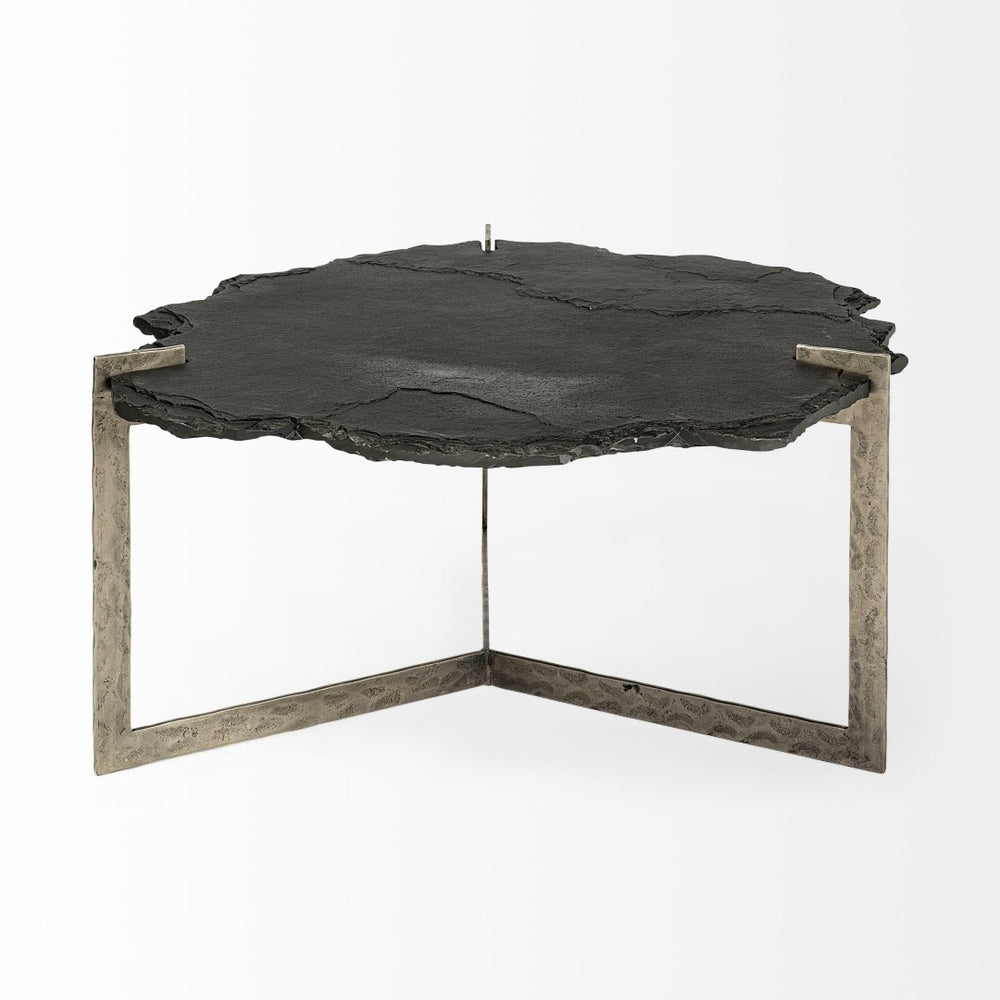 Mercana Shale 37" Irregular Live-Edge Coffee Table with Unique Natural Texture and Elegant Design Elements 69049-AB