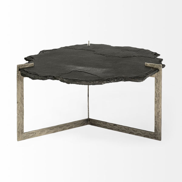 Mercana Shale 37" Irregular Live-Edge Coffee Table with Unique Natural Texture and Elegant Design Elements 69049-AB