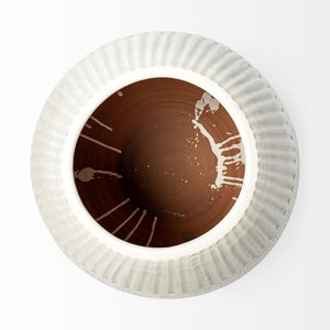 Mercana Reyan Elegant Pearl Ceramic Vase with Striped Design for Modern Home Decor and Stylish Displays White Ceramic | 29H 69045