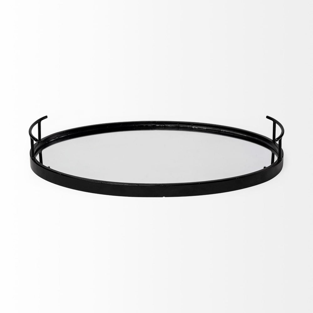 Mercana Ansel Oval Serving Tray – Elegant Modern Design with Mirrored Glass Base & Easy Grip Handles 68984