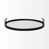 Mercana Ansel 20L x 14W Black Metal Mirrored Bottom Oval Serving Tray 68984