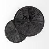 Mercana Chakra 19.7" Set of Two Round Dark Wood Top Black Frame Accent Tables 68987