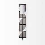 Mercana Navin 10x46.5 Black Metal Body White Fabric Shade Rectangular Wall Sconce  68985-AB