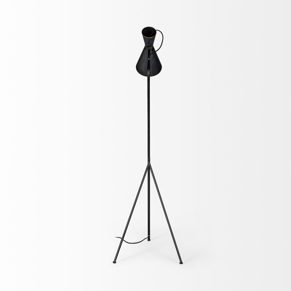 Mercana Eris III Industrial Floor Lamp with Tripod Base and Double-Cone Shade for Modern Home Decor 68977