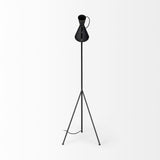 Mercana Eris III (58.3"H) Black/Brass Metal Cone Shade Floor Lamp  68977