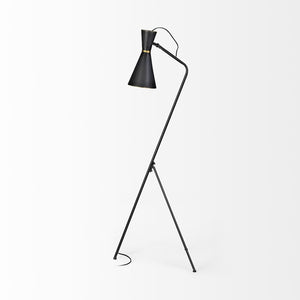 Mercana Eris III Industrial Floor Lamp with Tripod Base and Double-Cone Shade for Modern Home Decor 68977