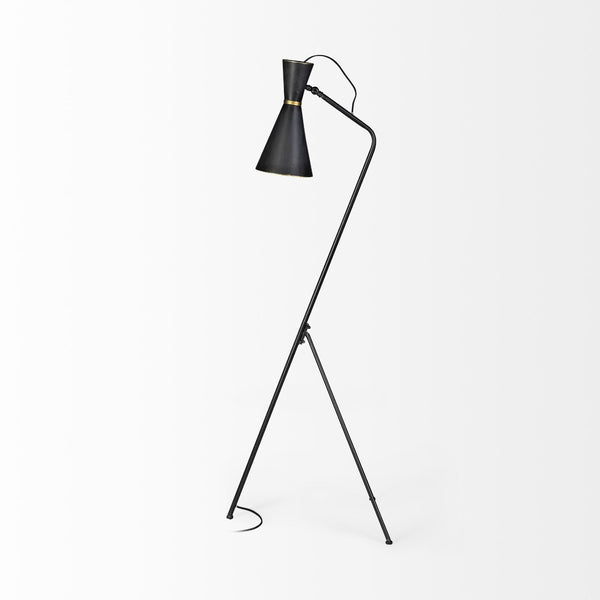 Mercana Eris III Industrial Floor Lamp with Tripod Base and Double-Cone Shade for Modern Home Decor 68977