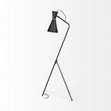 Mercana Eris III (58.3"H) Black/Brass Metal Cone Shade Floor Lamp  68977