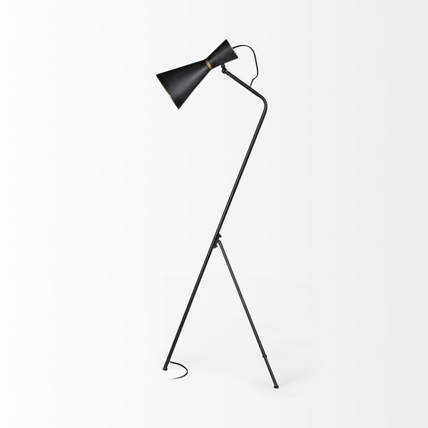 Mercana Eris III Industrial Floor Lamp with Tripod Base and Double-Cone Shade for Modern Home Decor 68977