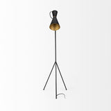 Mercana Eris III (58.3"H) Black/Brass Metal Cone Shade Floor Lamp  68977