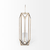 Mercana Ivy Large Gold Metal Geometric Cage Candle Holder Lantern 68976