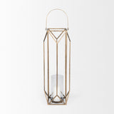 Mercana Ivy Large Gold Metal Geometric Cage Candle Holder Lantern 68976