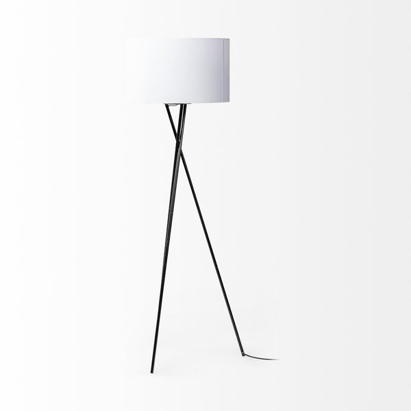 Mercana Ambrose Modern Tripod Floor Lamp for Living Room, Bedroom or Office – Stylish Ambient Lighting Solution Black Metal | White Shade 68970