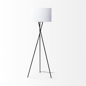 Mercana Ambrose Modern Tripod Floor Lamp for Living Room, Bedroom or Office – Stylish Ambient Lighting Solution Black Metal | White Shade 68970