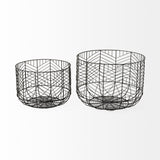 Mercana Idris Set of 2 Black Metal Geometric Mesh Bowls 68949