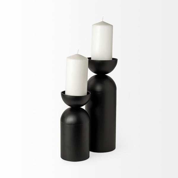 Mercana Alex Cylindrical Candle Holder - Elegant Matte Finish for Modern Ambiance in Any Room Decor Black Metal | 9.3H 68946
