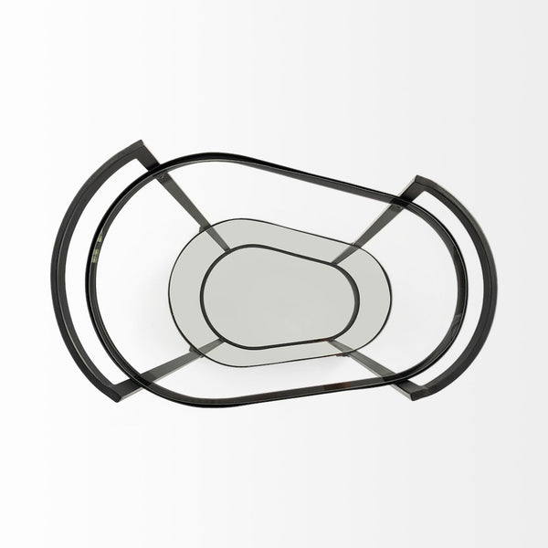 Mercana Eleonore Contemporary Two-Tier Bar Cart with Durable Tempered Shelves for Stylish Entertaining 68945