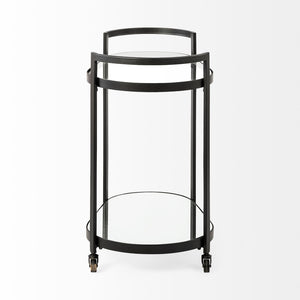 Mercana Eleonore Contemporary Two-Tier Bar Cart with Durable Tempered Shelves for Stylish Entertaining 68945