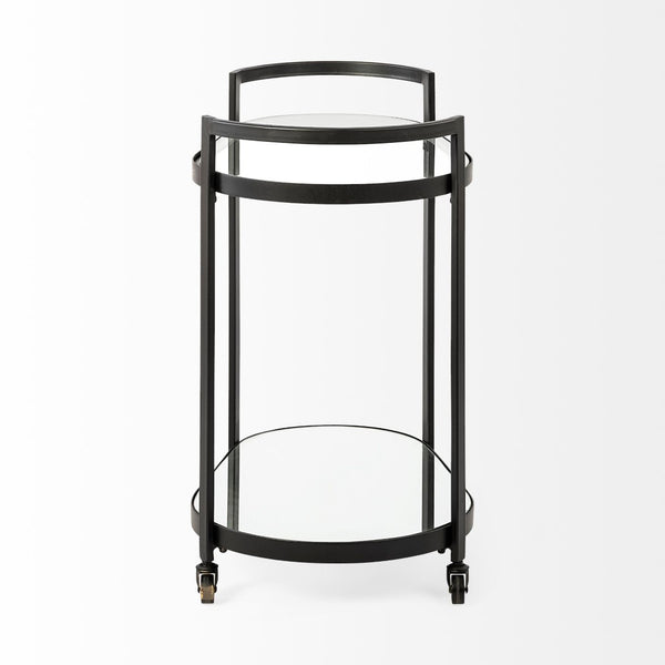 Mercana Eleonore Contemporary Two-Tier Bar Cart with Durable Tempered Shelves for Stylish Entertaining 68945