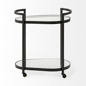 Mercana Eleonore Contemporary Two-Tier Bar Cart with Durable Tempered Shelves for Stylish Entertaining 68945